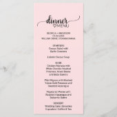Blush Pink Simple Calligraphy Wedding Menu Menükarte (Vorderseite)