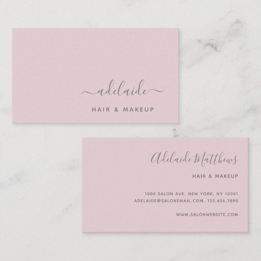 Blush Pink Simple Chair Stylist Makeup Artist Visitenkarte (Vorne/Hinten)