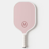 Blush Pink Simple Circle Initial Monogram Pickleball Schläger (Rückseite)
