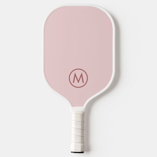 Blush Pink Simple Circle Initial Monogram Pickleball Schläger (Rückseite)