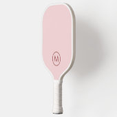 Blush Pink Simple Circle Initial Monogram Pickleball Schläger (Links)