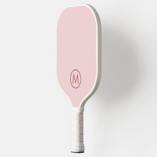 Blush Pink Simple Circle Initial Monogram Pickleball Schläger (Links)