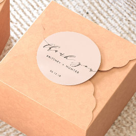 Blush Pink Simple Elegant Danke Hochzeit Runder Aufkleber