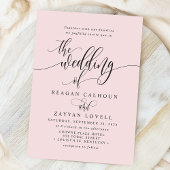 Blush Pink Simple Modern Script Wedding Einladung