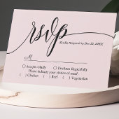 Blush Pink Simple Script Wedding RSVP Card Karte