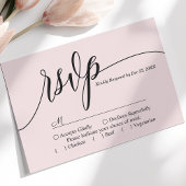 Blush Pink Simple Script Wedding RSVP Card Karte