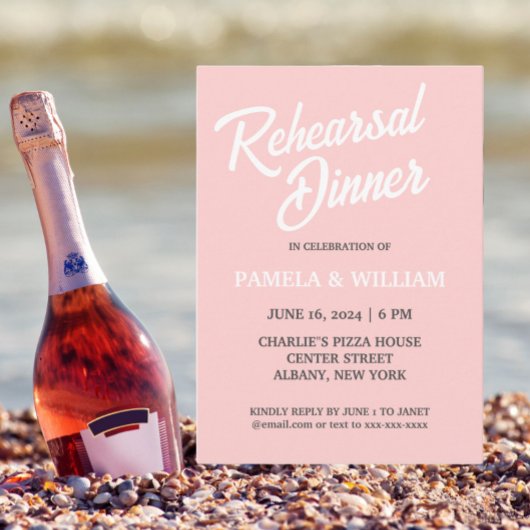 Blush Pink Simple Style Hochzeit Probe Dinner Einladung