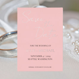 Blush Pink Simple Style Wedding Save the Date Folieneinladung
