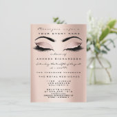 Blush Pink Skinny Makeup Glitzer Eyes 16. Bride Einladung (Stehend Vorderseite)