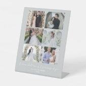 Blush Pink Slate Grey Valentine Rose Wedding Photo Sockelschild (Vorderseite)