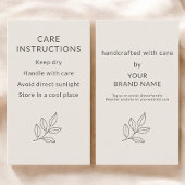 Blush Pink Small Business Care Instructions Visitenkarte