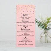 Blush Pink Small Gold Confetti Elegante Menükarte (Stehend Vorderseite)