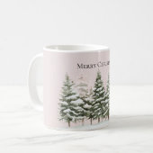 Blush Pink Snow Christmas Trees Kaffeetasse (Vorderseite Links)