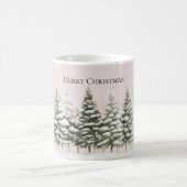 Blush Pink Snow Christmas Trees Kaffeetasse (Mittel)