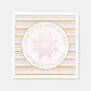 Blush Pink Snowflake Babydusche Napkins Serviette