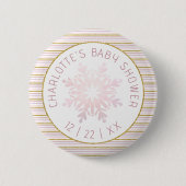 Blush Pink Snowflake Babyduschtaste Button (Vorderseite)