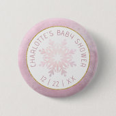 Blush Pink Snowflake Babyduschtaste Button (Vorderseite)