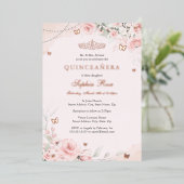 Blush Pink Soft Rose Butterfly Quinceanera 15. Folieneinladung (Stehend vorne)