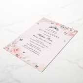 Blush Pink Soft Rose Schmetterling Silber Quincean Folieneinladung (Gedreht)