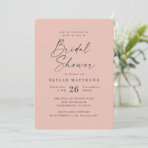 Blush Pink Solid Color Bridal Shower Einladung