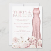 Blush Pink Sparkle Dress Womans 30. Geburtstag Einladung (Vorderseite)