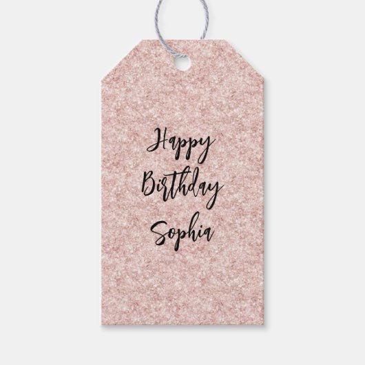 Blush Pink Sparkle Glitter Birthday Geschenkanhänger (Vorderseite)
