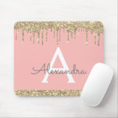 Blush Pink Sparkle Glitzer Monogram Name Mousepad (Mit Mouse)
