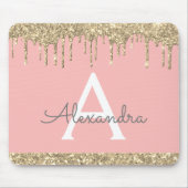 Blush Pink Sparkle Glitzer Monogram Name Mousepad (Vorne)