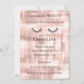 Blush Pink Sparkle Glitzy Black Glitzer Eyelashes Einladung (Vorderseite)