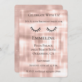 Blush Pink Sparkle Glitzy Black Glitzer Eyelashes Einladung