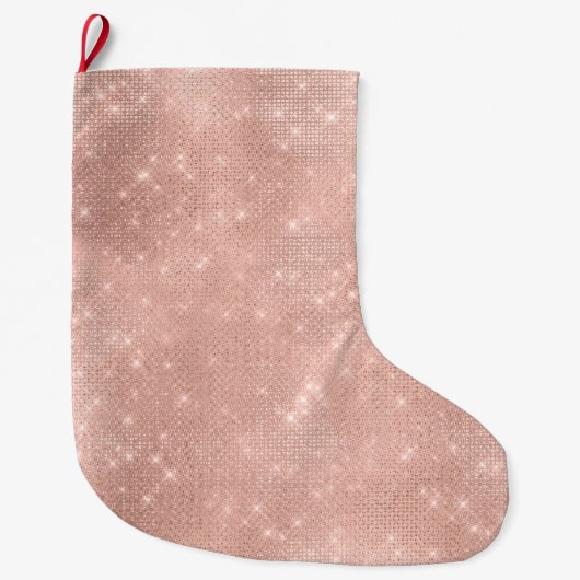 Blush Pink Sparkle Großer Weihnachtsstrumpf (Vorderseite)