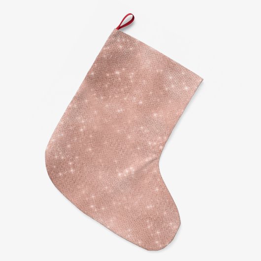 Blush Pink Sparkle Großer Weihnachtsstrumpf (Vorderansicht (hängend))