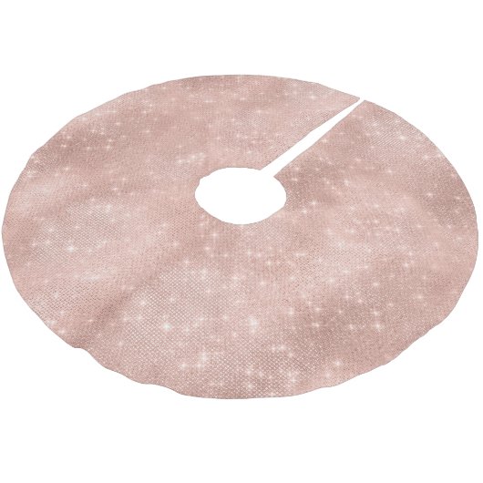 Blush Pink Sparkle Polyester Weihnachtsbaumdecke (Schrägansicht)