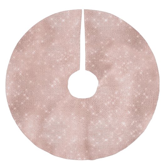 Blush Pink Sparkle Polyester Weihnachtsbaumdecke (Vorderseite)