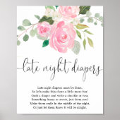 Blush pink Späte Nacht Windeln Baby Dusche Spiel Poster (Vorne)