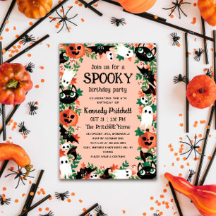 Blush Pink Spooky Halloween Kindergeburtstag Party Einladung