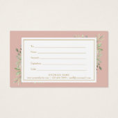 Blush Pink Spring Blätter Script Geschenkgutschein (Rückseite)