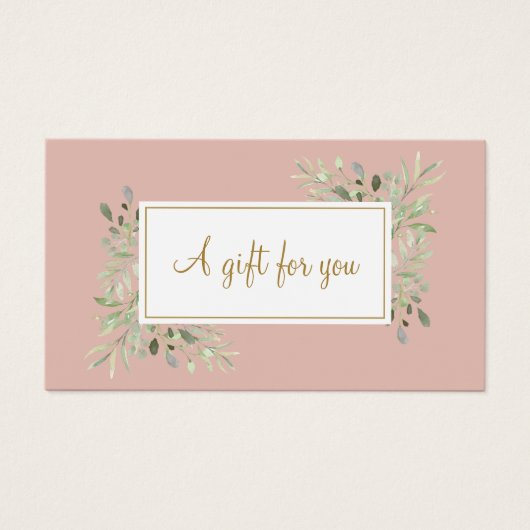 Blush Pink Spring Blätter Script Geschenkgutschein (Vorderseite)