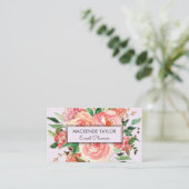 Blush Pink Spring Blume Floral Bouquet Visitenkarte (Stehend Vorderseite)