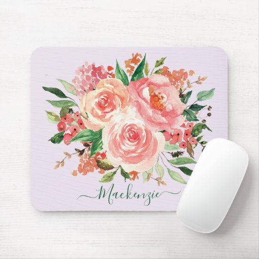 Blush Pink Spring Floral Bouquet Mousepad (Mit Mouse)