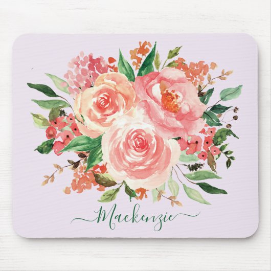 Blush Pink Spring Floral Bouquet Mousepad (Vorne)