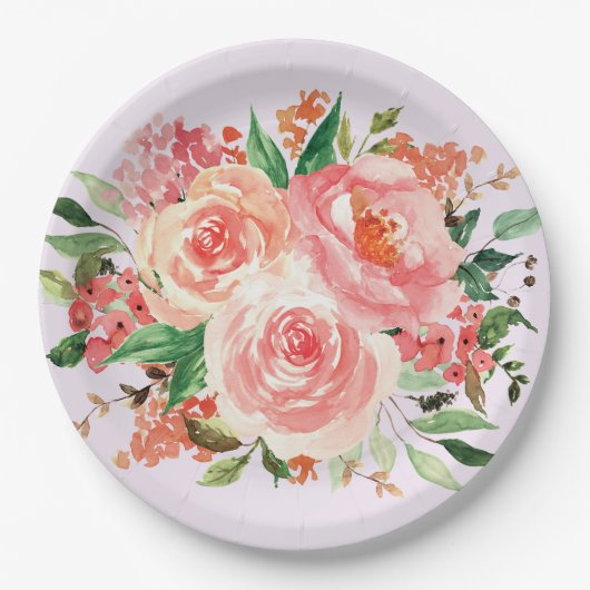 Blush Pink Spring Floral Bouquet Pappteller (Vorderseite)