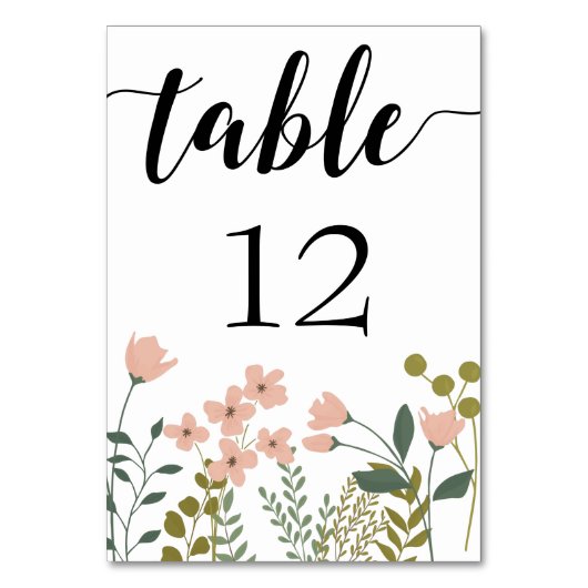 Blush Pink Spring Floral Wedding Tischnummer (Rückseite)