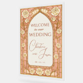 Blush Pink Stained Glass Floral Wedding Welcome  Acrylschild (Winkel)