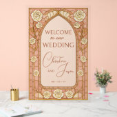 Blush Pink Stained Glass Floral Wedding Welcome  Acrylschild (Hochzeit)