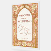 Blush Pink Stained Glass Floral Wedding Welcome  Acrylschild (Winkel)