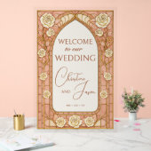 Blush Pink Stained Glass Floral Wedding Welcome  Acrylschild (Hochzeit)