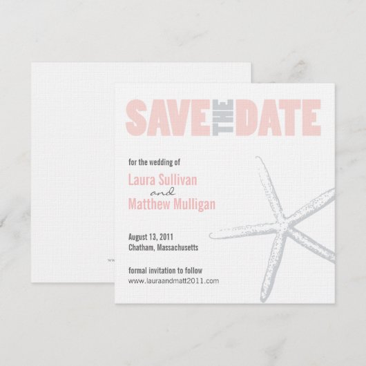 Blush Pink Starfish Hochzeit Speichern Sie das Dat Save The Date (Vorne/Hinten)