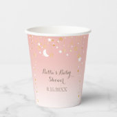 Blush Pink Stars Moon Babydusche Pappbecher (Vorderseite)