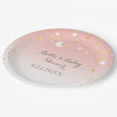 Blush Pink Stars Moon Babydusche Pappteller (Schrägansicht)